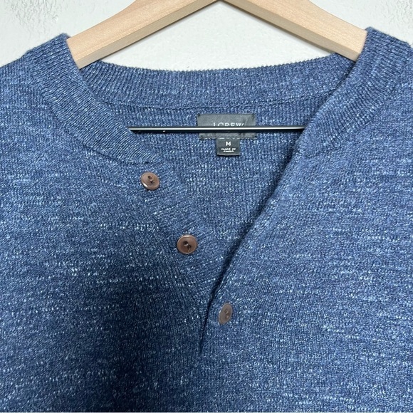 J. Crew Men Sweater Shirt Medium Dark Blue‎ Rugged Cotton Henley Casual - Picture 9 of 9